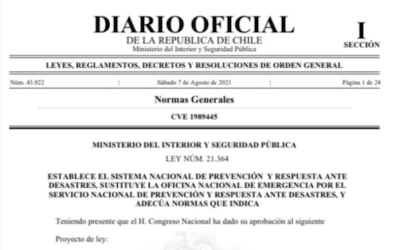 LEY 21.364: EXIJE NUEVOS PLANES DE EMERGENCIAS Y REDUCCIÓN DEL RIESGO ANTE DESASTRES PARA TODAS LAS MUNICIPALIDADES DEL PAÍS